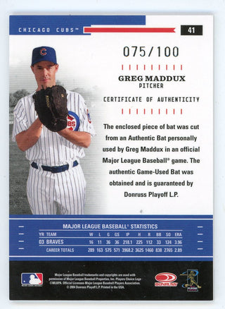 Greg Maddux 2004 Donruss Throwback Threads Bat Relic #41