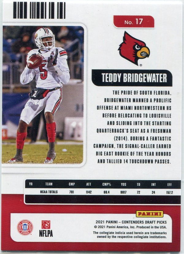Teddy Bridgewater 2021 Panini Contenders Draft Picks Bowl Ticket Card #17 48/49