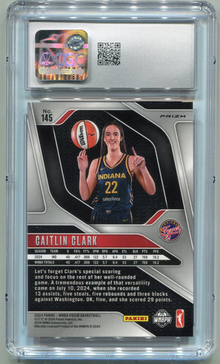 Caitlin Clark 2024 Panini Prizm WNBA Orange Velocity Prizm RC #145 CGC Graded 9