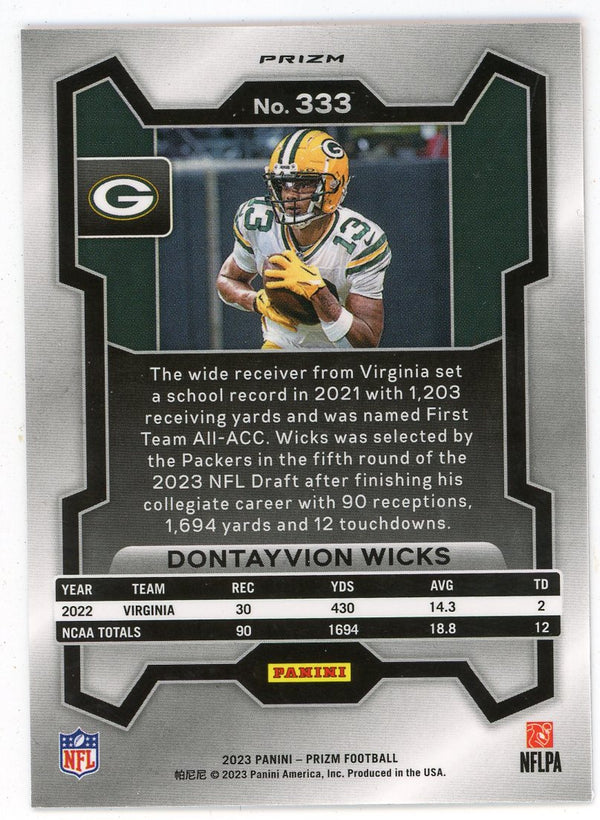 Dontayvon Wicks 2023 Panini Prizm RC #333