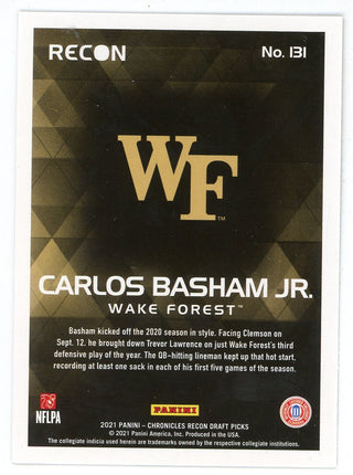 Carlos Basham Jr. 2021 Panini Chronicles Recon Draft Picks Rookie Card #131