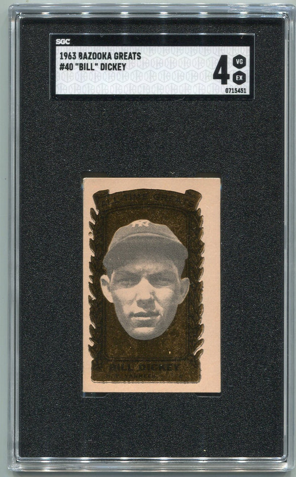 Bill Dickey 1963 Bazooka Greats Card #40 SGC Graded 4