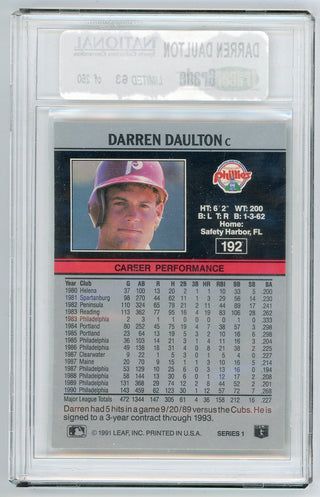 Darren Daulton 1991 Leaf Autographed #192
