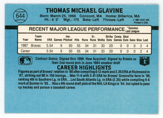 Tom Glavine 1987 Leaf #644 Card
