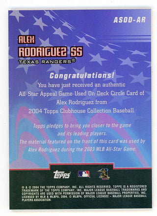 Alex Rodriguez 2004 Topps All-Star Appeal Patch Relic #ASOD-AR