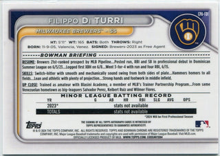 Filippo Di Turri 2024 Bowman Chrome Autographed RC #CPA-FDI