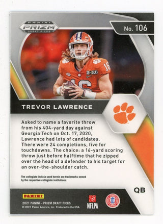 Trevor Lawrence 2021 Panini Silver Prizm #106 Card