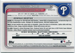 Dante Nori 2024 Bowman Draft Chrome Refractor RC #BDC-16