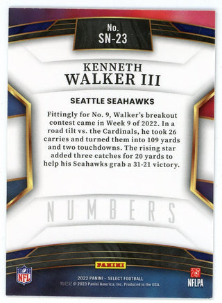 Kenneth Walker III 2022 Panini Select Numbers Rookie Card #SN-23