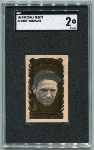 Harry Heilmann 1963 Bazooka Greats #2 SGC Graded 2