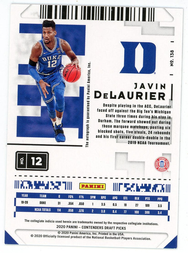 Javin DeLaurier 2020 Panini Contenders Draft Picks Rookie Card #138