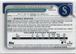 Charlie Beilenson 2024 Bowman Draft Chrome Refractor RC #BDC-132