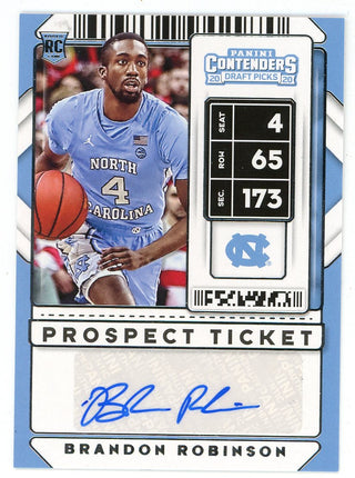 Brandon Robinson Autographed 2020 Panini Contenders Draft Picks Rookie Card #136