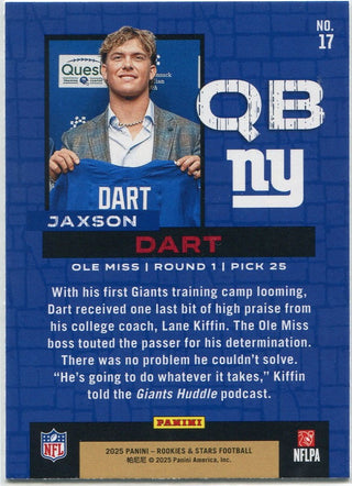 Jaxson Dart 2025 Panini Rookies & Stars Draft Class RC #17