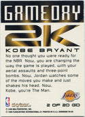 Kobe Bryant 1999 - 2000 Skybox Dominion Gameday 2K Card #2