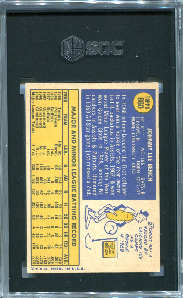 Johnny Bench 1970 Topps #660 SGC 5.5 Card
