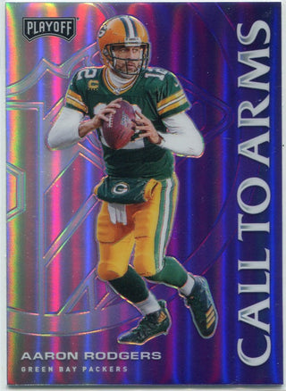 Aaron Rodgers 2020 Panini Playoff Call To Arms Purple Prizm Card #CA-10