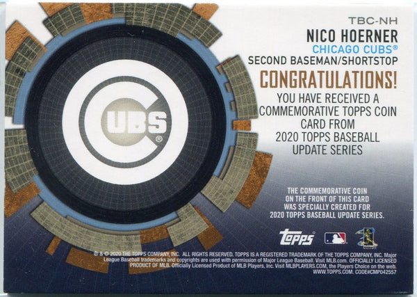 Nico Hoerner 2020 Topps Update Commemorative Coin RC #TBC-NH