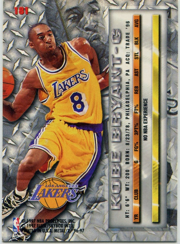 Kobe Bryant 1996 - 1997 Fleer Metal RC #181
