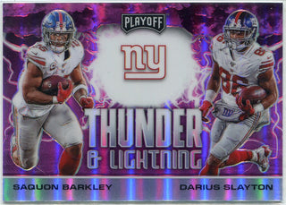 Saquon Barkley/Darius Slayton 2020 Panini Playoff Thunder & Lightning Pink Prizm Card #TL-19