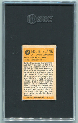 Eddie Plank 1963 Bazooka Greats Card #9 SGC Graded 5