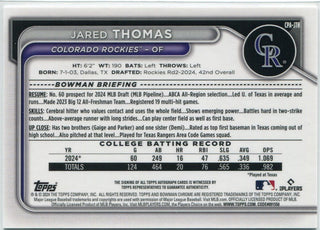 Jared Thomas 2024 Bowman Chrome Autographed RC #CPA-JTH