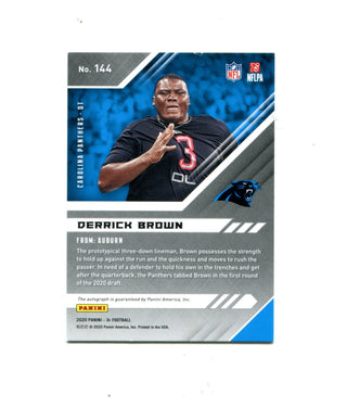 Derrick Brown 2020 Panini Autographed Rookie XR #144 07/49 Card