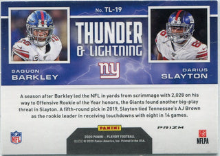 Saquon Barkley/Darius Slayton 2020 Panini Playoff Thunder & Lightning Pink Prizm Card #TL-19