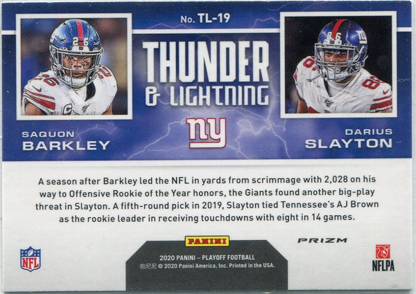 Saquon Barkley/Darius Slayton 2020 Panini Playoff Thunder & Lightning Pink Prizm Card #TL-19