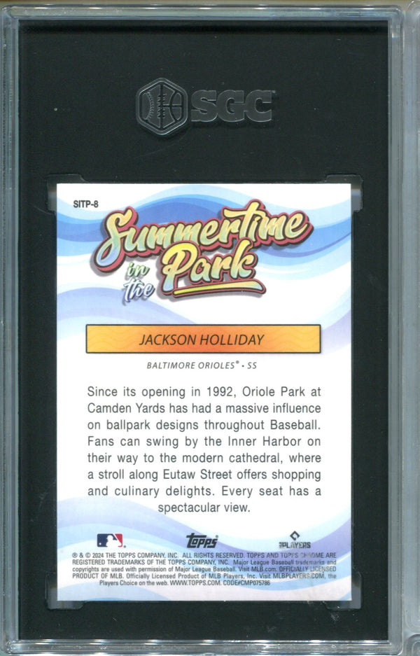 Jackson Holliday 2023 Topps Chrome Summertime in the Park SGC 10 Card