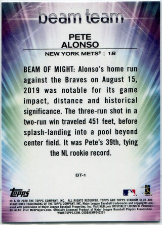 Pete Alonso 2020 Topps Stadium Club Chrome Beam Team Card #BT-1
