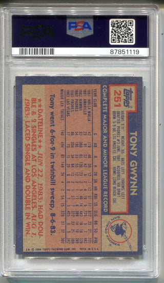 Tony Gwynn 1984 Topps #251 Autographed card ( PSA VG 4/AUTO 10)