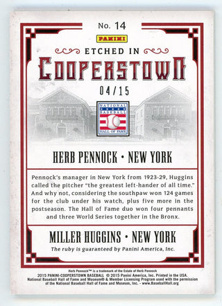 Herb Pennock/ Miller Huggins 2015 Panini Etched in Cooperstown #14