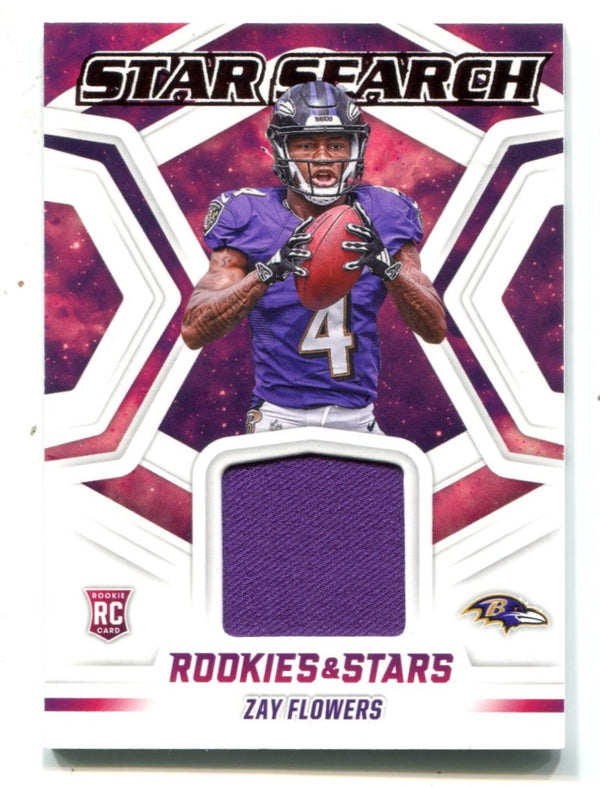 Zay Flowers 2023 Panini Rookies & Stars Star Search Jersey Card #SSZF