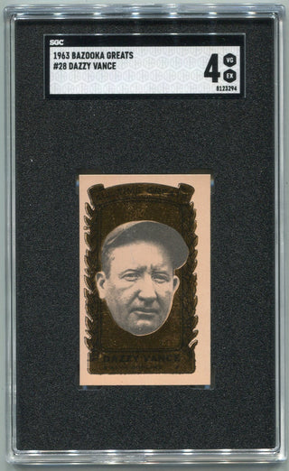 Dazzy Vance 1963 Bazooka Greats Card #28 SGC Graded 4