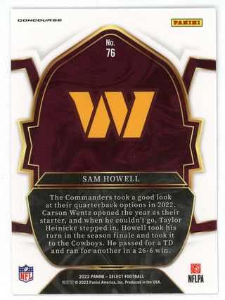 Sam Howell 2022 Panini Select Rookie Card #76