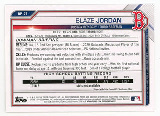 Blaze Jordan 2021 Topps 1st Bowman BP-71 Card