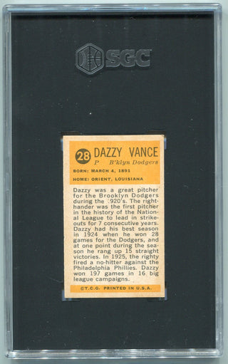Dazzy Vance 1963 Bazooka Greats Card #28 SGC Graded 4