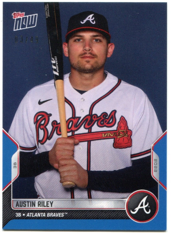 Austin Riley 2022 Topps Now Blue Parallel Card #OD-227 3/49