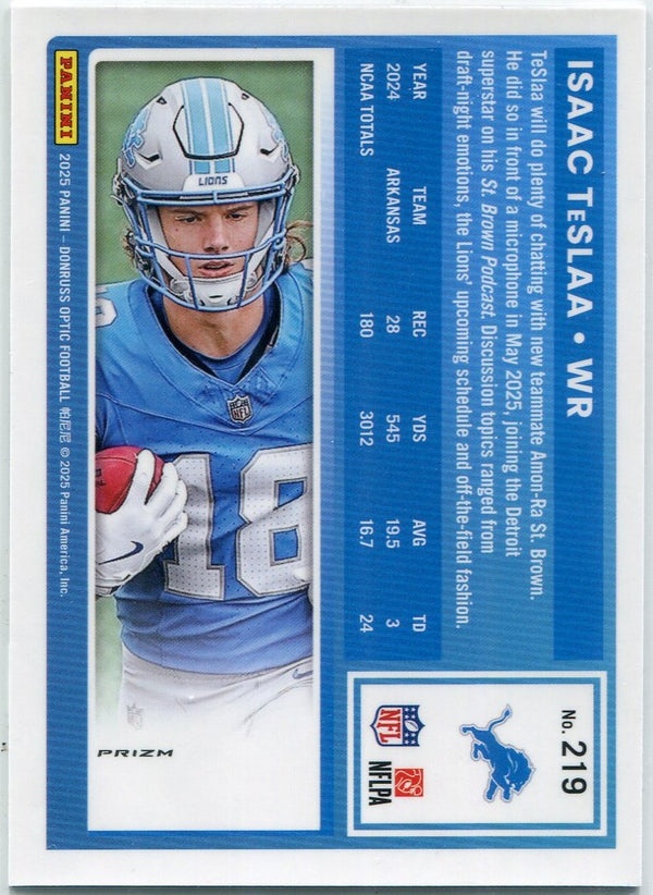 Isaac TeSlaa 2025 Panini Donruss Optic Rated Rookie Purple Shock Prizm RC #219