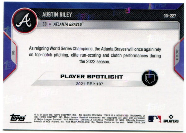 Austin Riley 2022 Topps Now Blue Parallel Card #OD-227 3/49