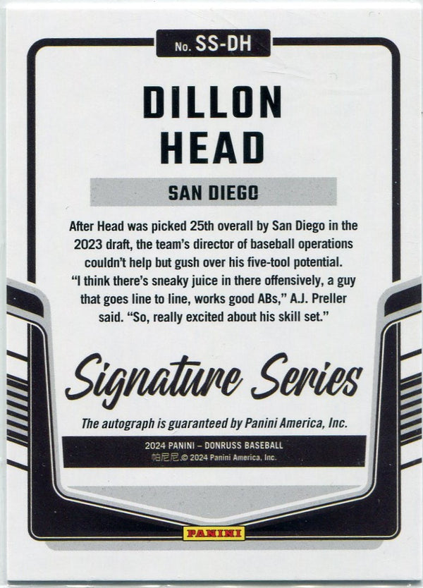 Dillon Head 2024 Panini Donruss Signature Series Autographed RC #SS-DH