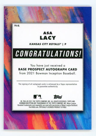 Asa Lacy 2021 Inception Autograph Issue #PA-AL Card 67/99