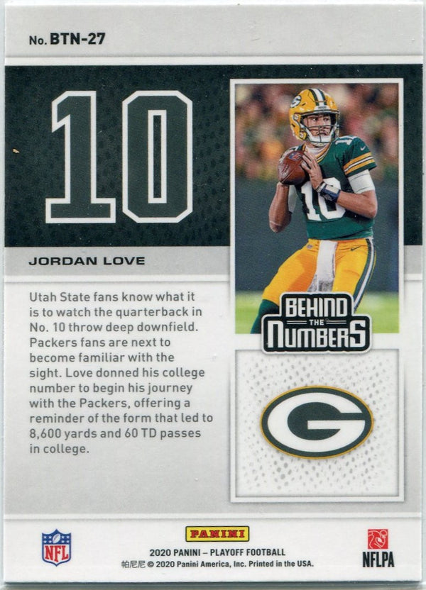 Jordan Love 2020 Panini Playoff Behind The Numbers RC #BTN-27