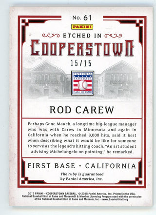 Rod Carew 2015 Panini Etched in Cooperstown #61