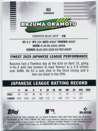 Kazuma Okamoto 2026 Topps Finest Common RC #34