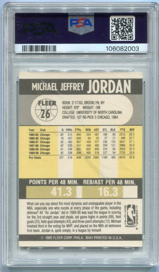 Michael Jordan 1990 - 1991 Fleer Card #26 PSA Graded 7