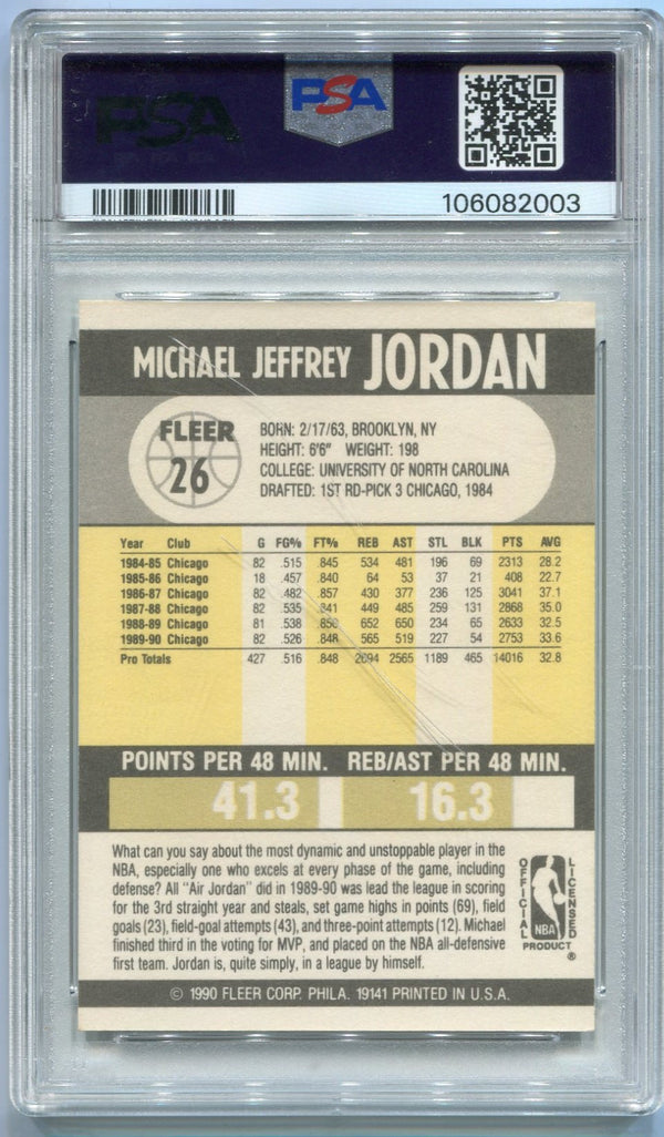 Michael Jordan 1990 - 1991 Fleer Card #26 PSA Graded 7