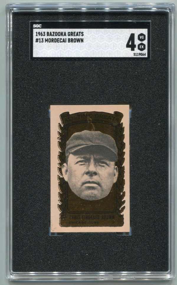 Mordecai Brown 1963 Bazooka Greats Card #13 SGC Graded 4