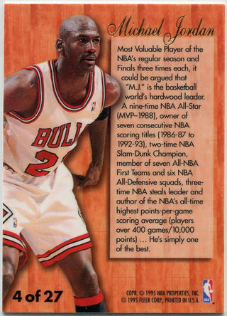Michael Jordan 1995 - 1996 Flair Hardwood Leader Card #4